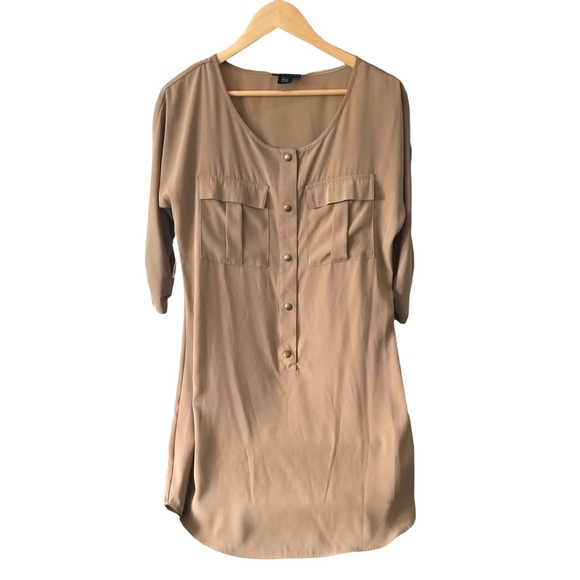 APOSTROPHE Tan Shirt Dress - Picture 1 of 11